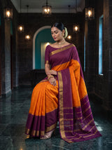 MIMOSA Mustard Mysore Silk crepe Saree — pose 8 styling detail