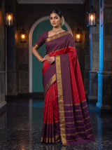 MIMOSA Red Mysore Silk crepe Saree — pose 4 styling detail