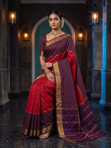 MIMOSA Red Mysore Silk crepe Saree — pose 8 styling detail