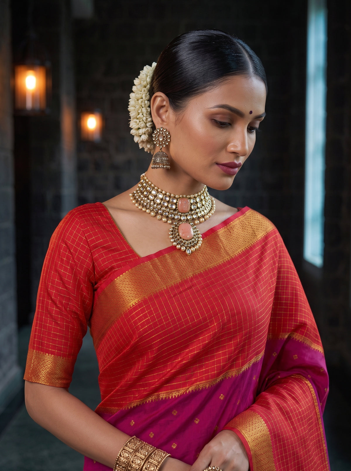 MIMOSA Rani Mysore Silk crepe Saree — pose 10 styling detail