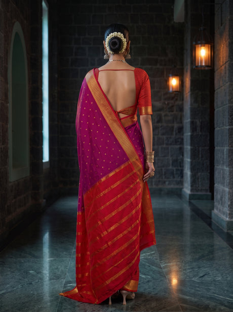MIMOSA Rani Mysore Silk crepe Saree — saree shot pallu and body