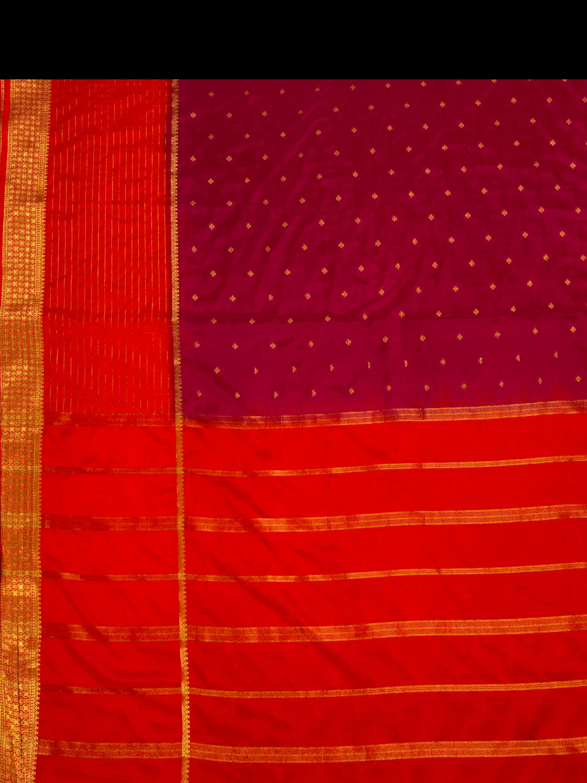 MIMOSA Rani Mysore Silk crepe Saree — pallu and zari work detail