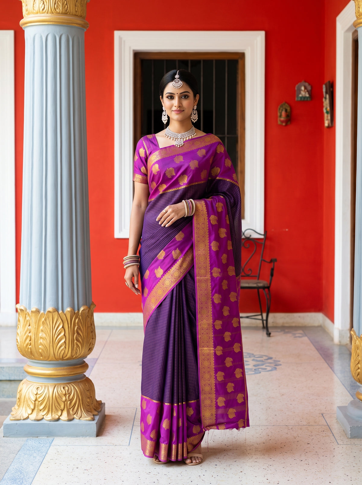 MIMOSA Jamun Saree Saree — front view on mannequin