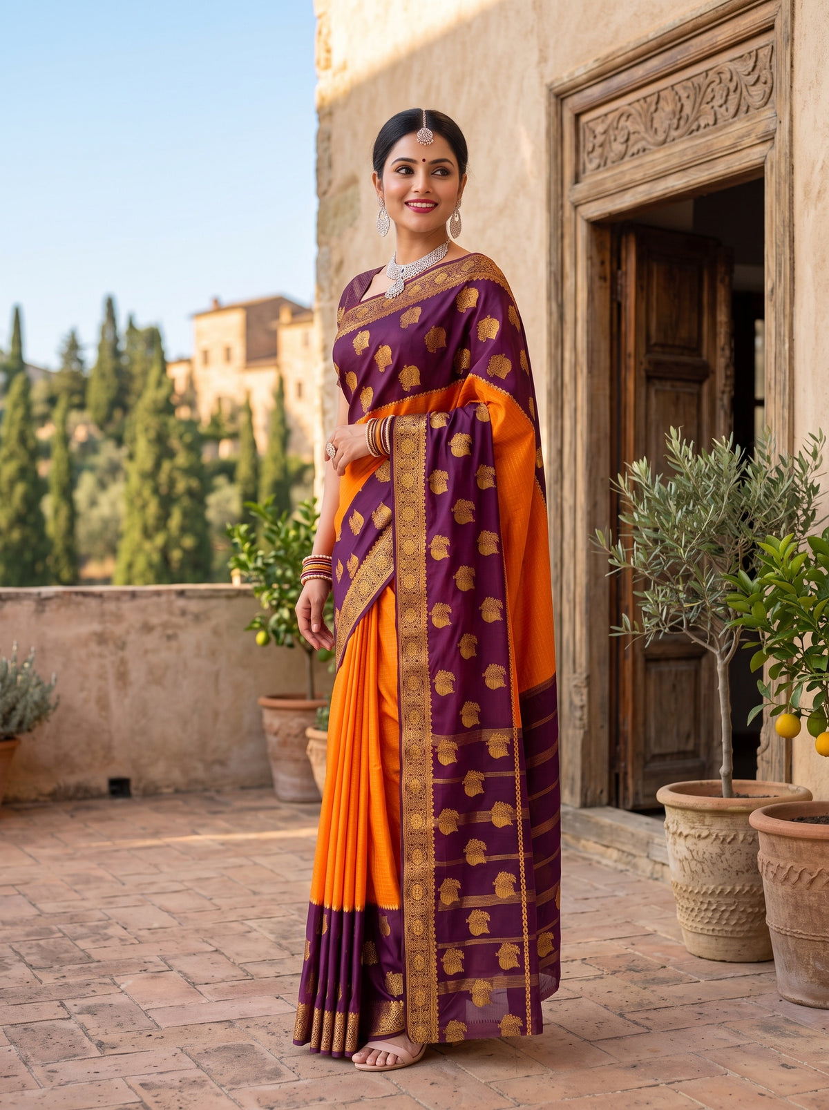 MIMOSA Mustard Saree Saree — pose 5 styling detail