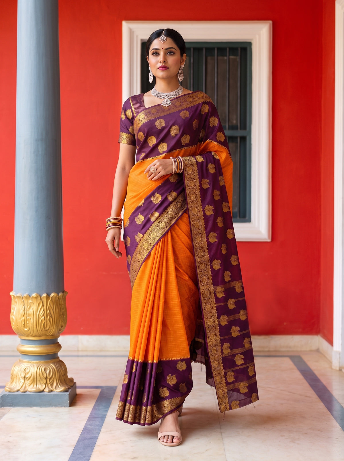 MIMOSA Mustard Saree Saree — pose 6 styling detail