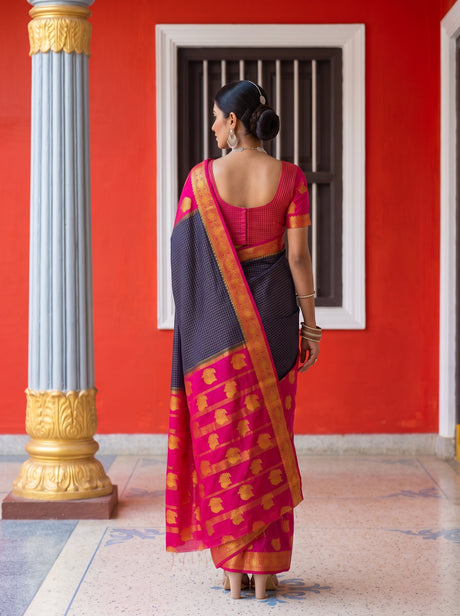 MIMOSA Navy Saree Saree — pose 2 styling detail
