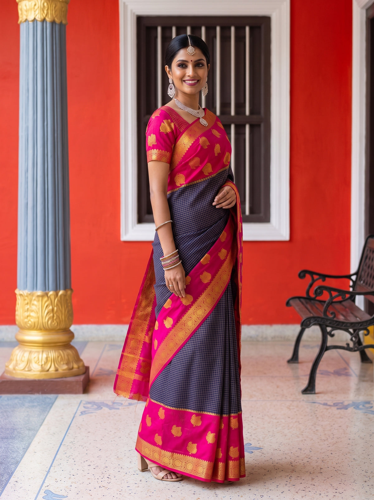 MIMOSA Navy Saree Saree — pose 5 styling detail