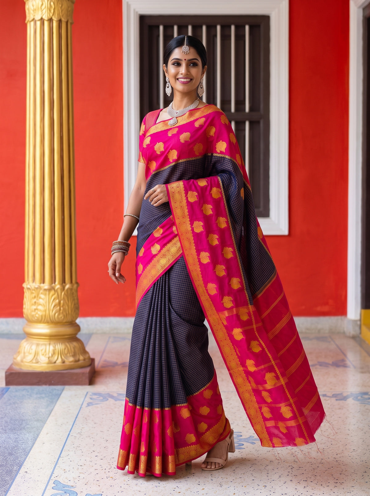 MIMOSA Navy Saree Saree — pose 9 styling detail