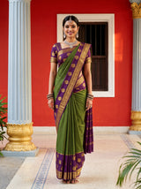 MIMOSA Olive Saree Saree — front view on mannequin