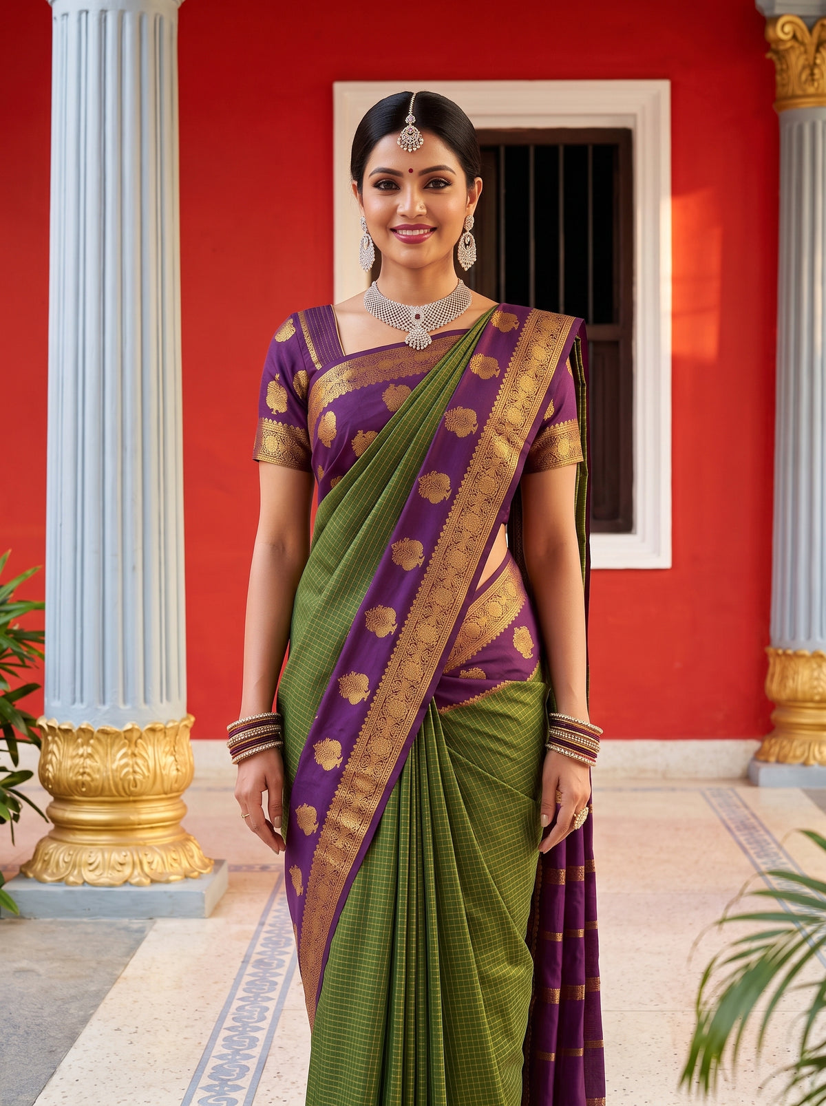 MIMOSA Olive Saree Saree — pose 10 styling detail