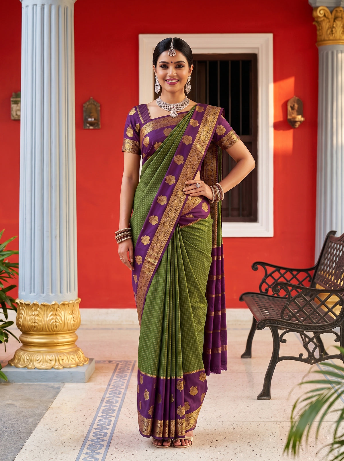 MIMOSA Olive Saree Saree — pose 4 styling detail