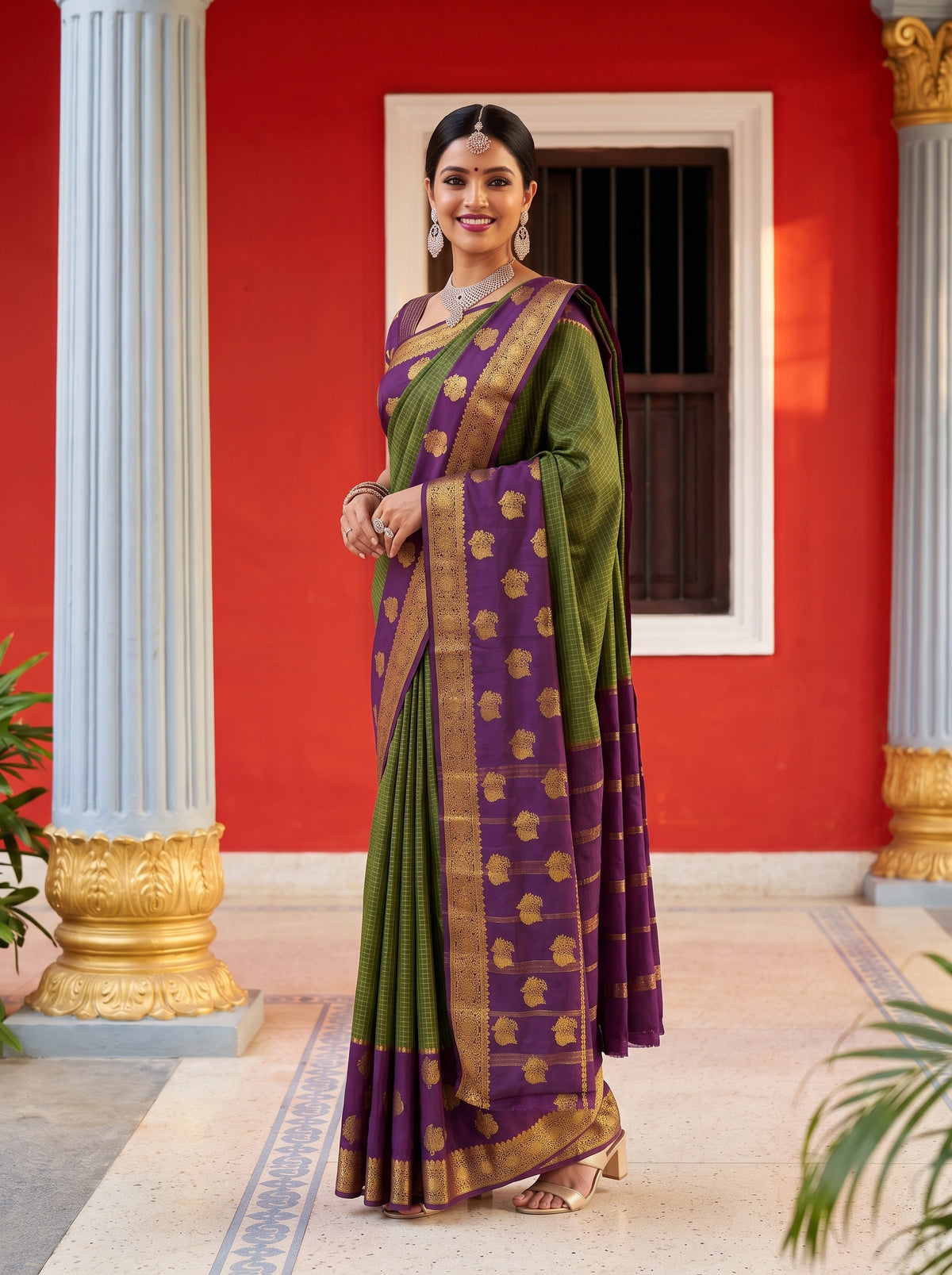 MIMOSA Olive Saree Saree — pose 5 styling detail