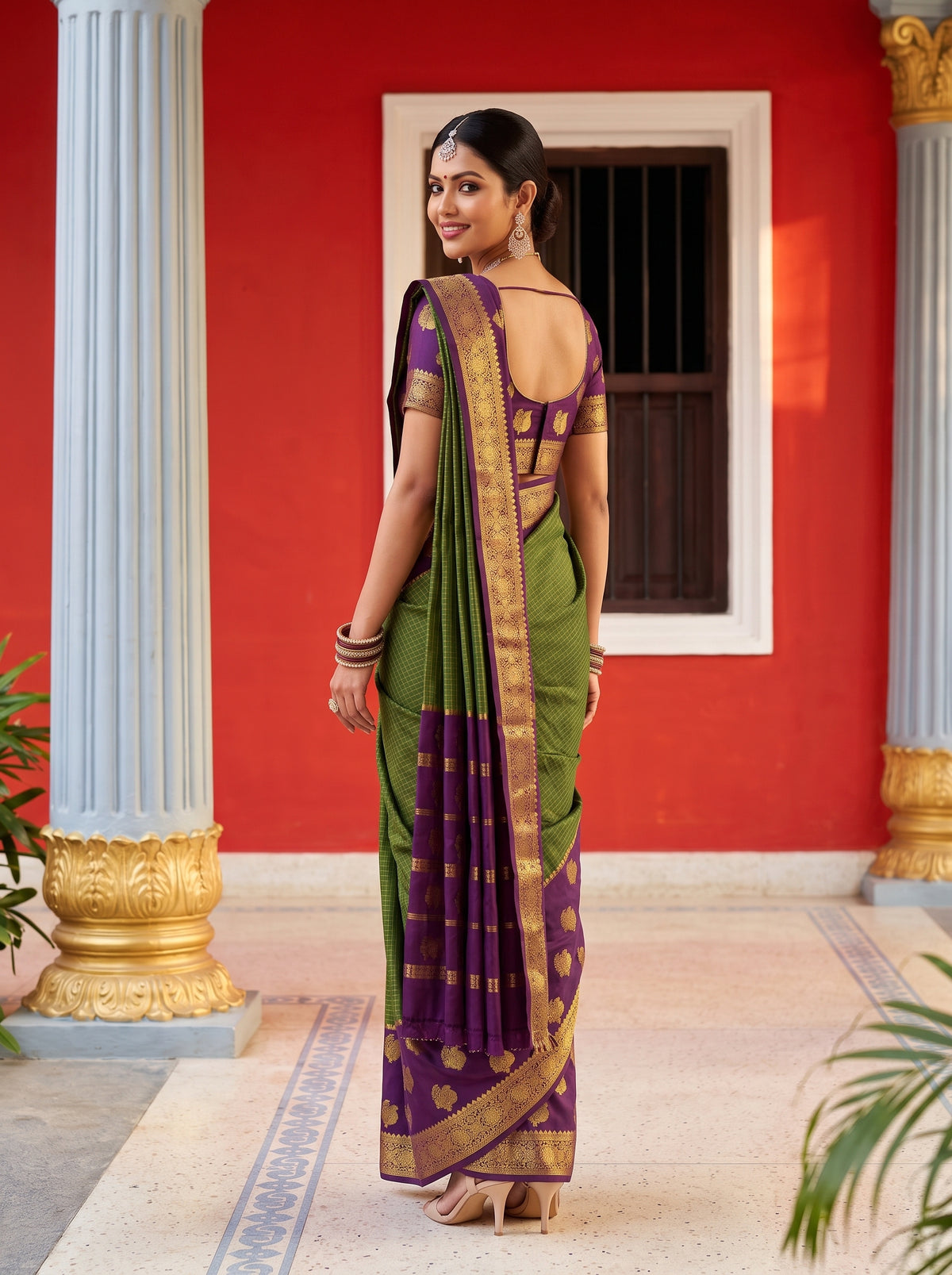 MIMOSA Olive Saree Saree — pose 7 styling detail