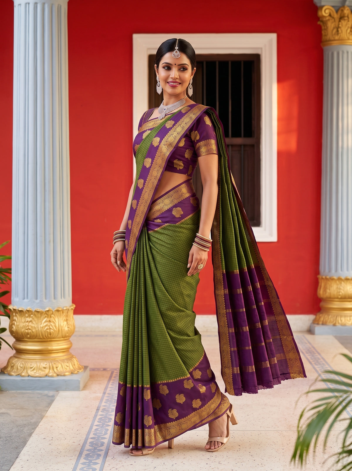 MIMOSA Olive Saree Saree — pose 9 styling detail