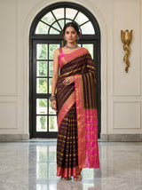 MIMOSA Chocolate Saree Saree — front view on mannequin