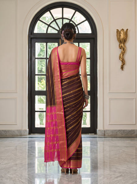 MIMOSA Chocolate Saree Saree — pose 2 styling detail