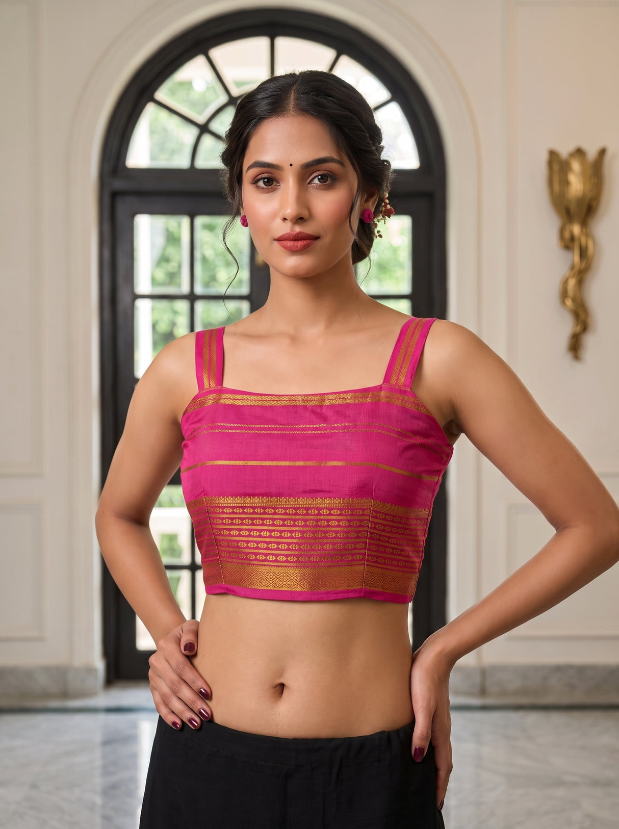 MIMOSA Chocolate Saree Saree — blouse close-up