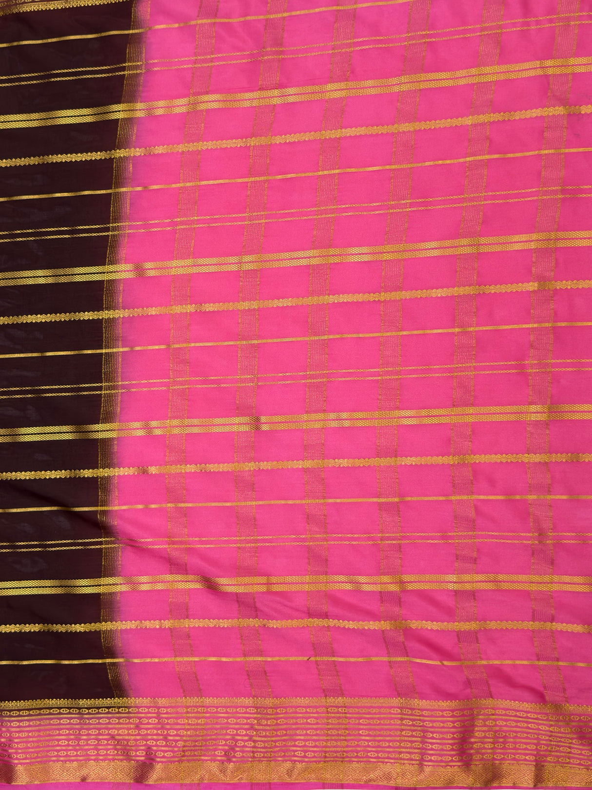 MIMOSA Chocolate Saree Saree — pallu and zari work detail