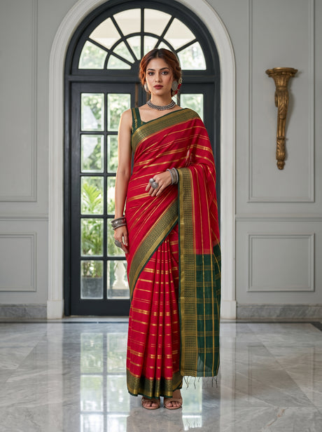 MIMOSA Strawberry Saree Saree — front view on mannequin