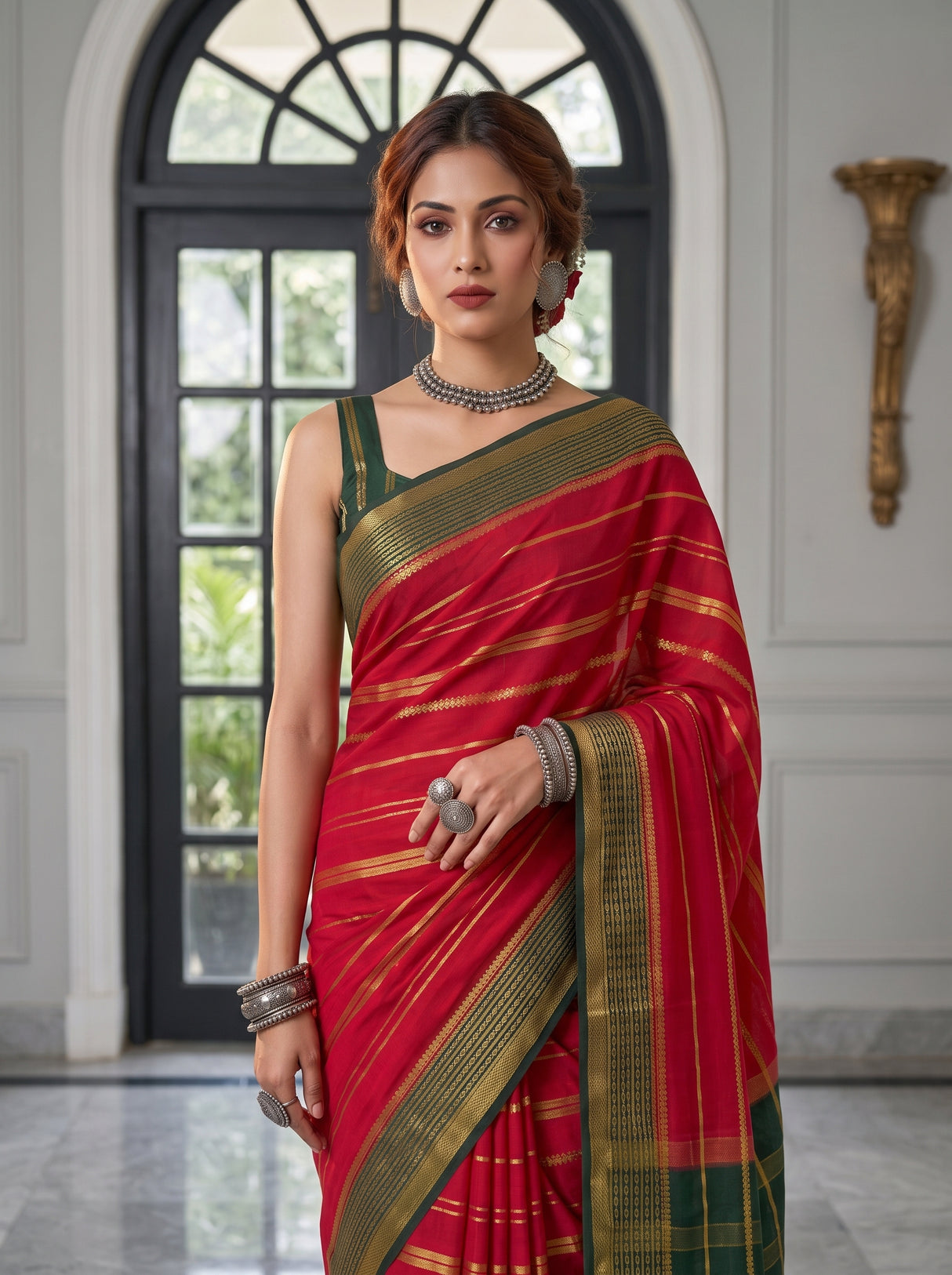 MIMOSA Strawberry Saree Saree — pose 10 styling detail