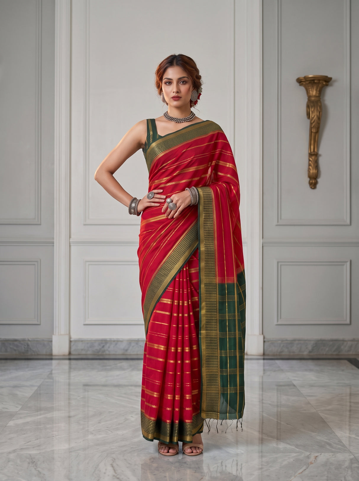 MIMOSA Strawberry Saree Saree — pose 4 styling detail