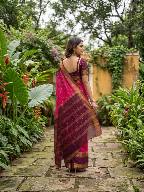 MIMOSA Gajari Mysore Silk Saree — pose 2 styling detail