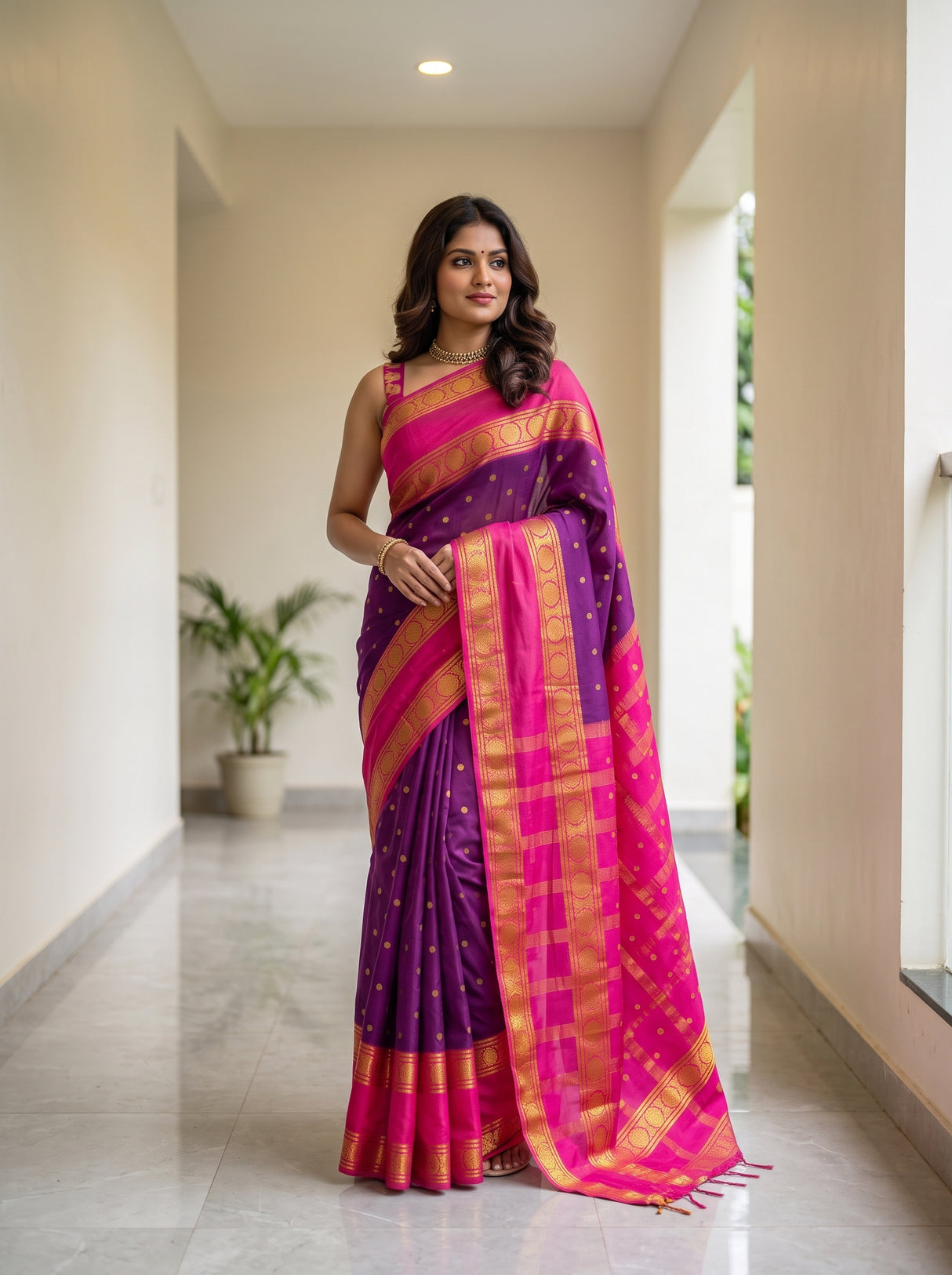 MIMOSA Magenta Saree Saree — pose 5 styling detail