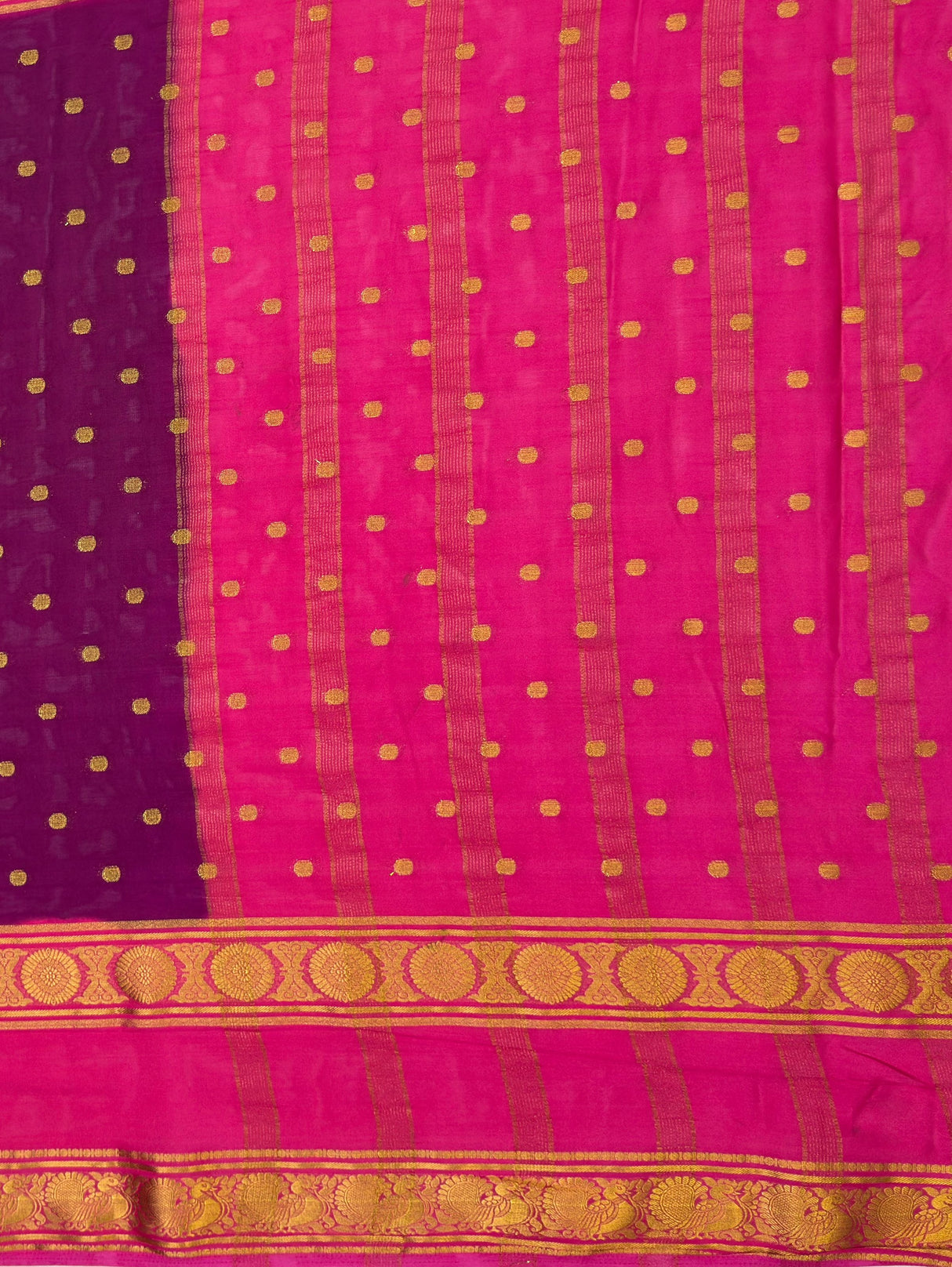 MIMOSA Magenta Saree Saree — pallu and zari work detail