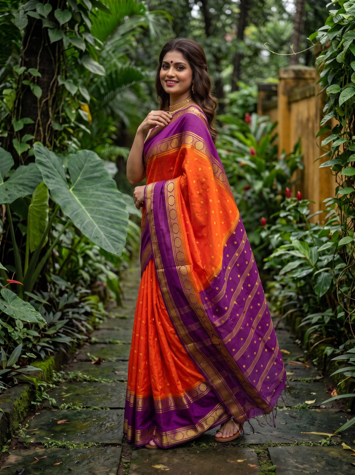 MIMOSA Orange Saree Saree — pose 6 styling detail