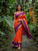 MIMOSA Orange Saree Saree — pose 7 styling detail