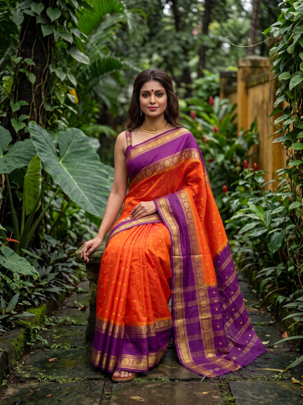 MIMOSA Orange Saree Saree — pose 8 styling detail