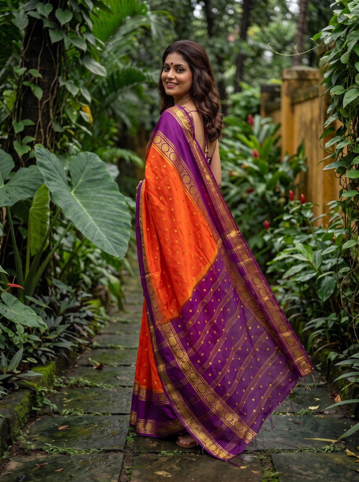 MIMOSA Orange Saree Saree — pose 9 styling detail