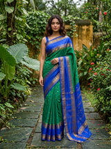 MIMOSA Rama Mysore Silk Crepe Saree — Model lifestyle pose