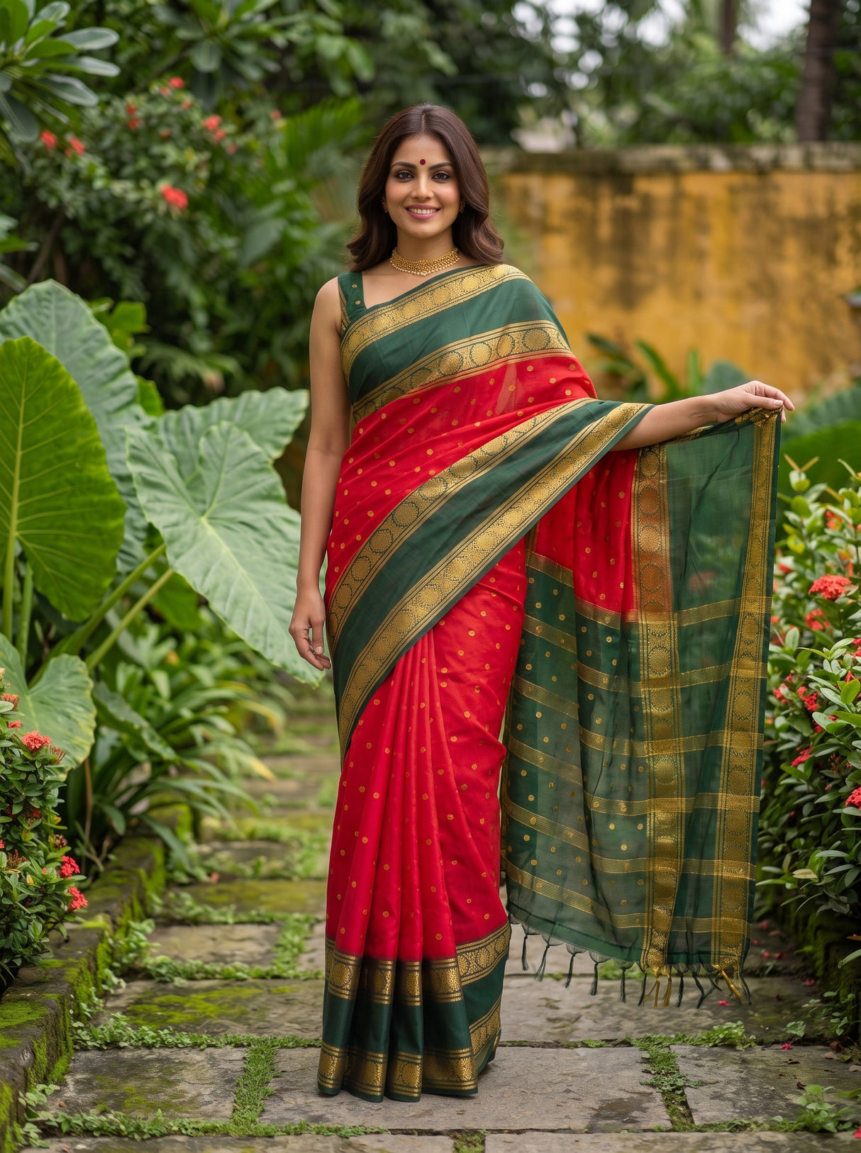 MIMOSA Strawberry Saree Saree — pose 6 styling detail