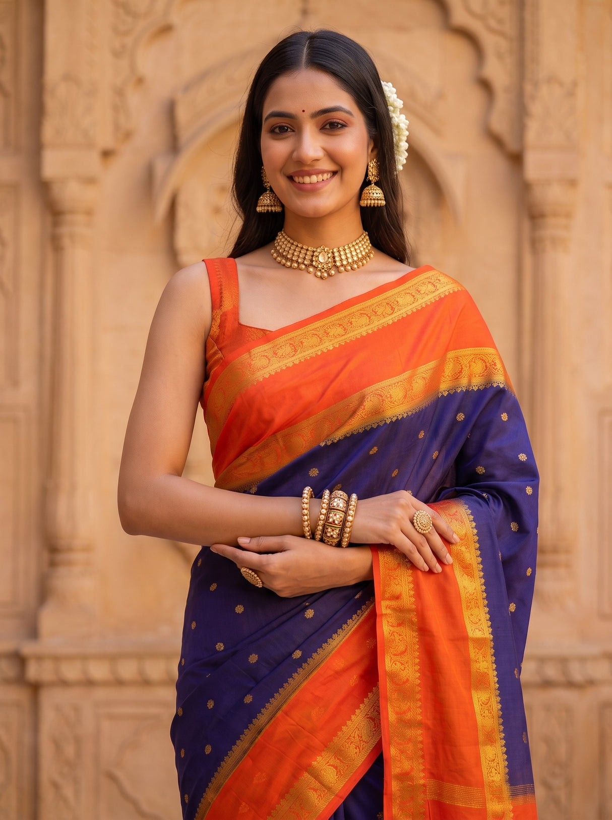 MIMOSA Navy Saree Saree — pose 10 styling detail