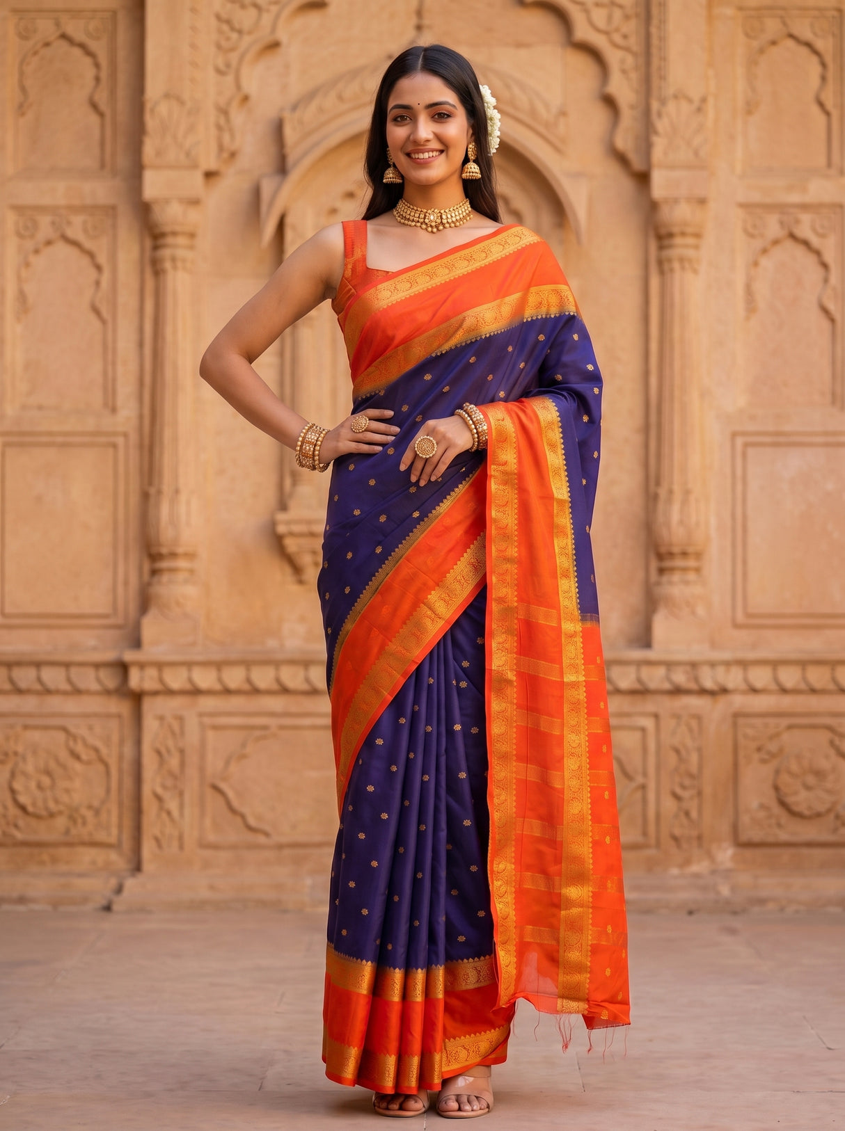 MIMOSA Navy Saree Saree — pose 4 styling detail