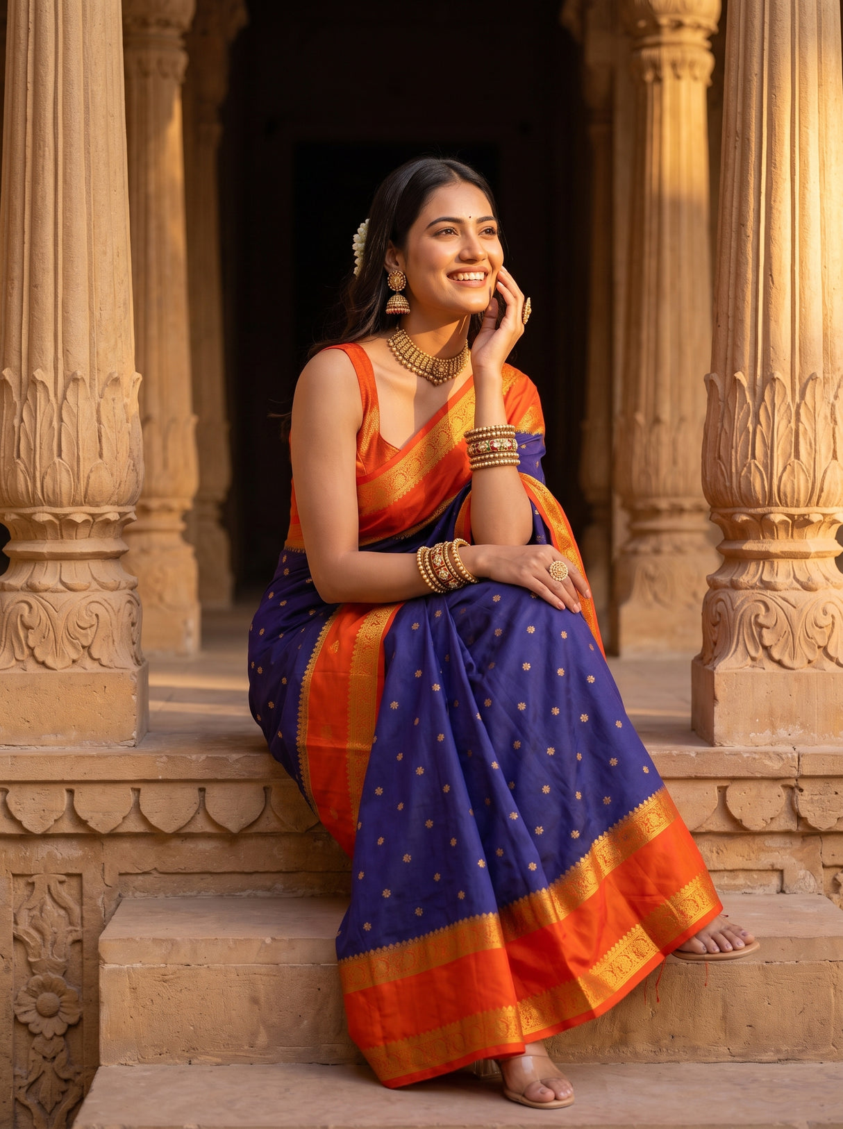 MIMOSA Navy Saree Saree — pose 8 styling detail