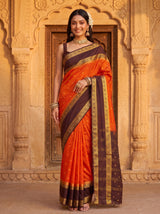 MIMOSA Orange Saree Saree — pose 4 styling detail