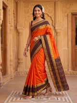 MIMOSA Orange Saree Saree — pose 6 styling detail