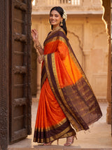 MIMOSA Orange Saree Saree — pose 9 styling detail