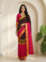 MIMOSA Chocolate Saree Saree — front view on mannequin