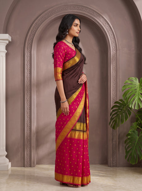 MIMOSA Chocolate Saree Saree — pose 3 styling detail