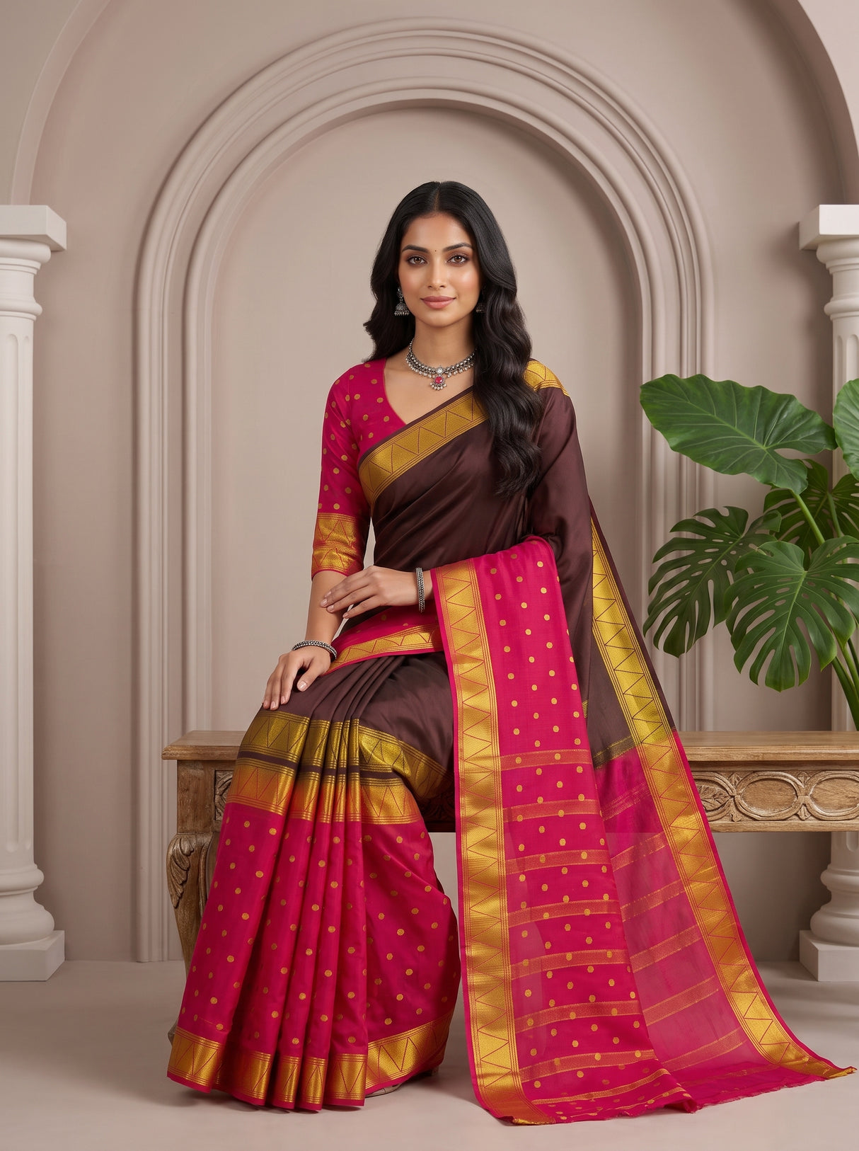MIMOSA Chocolate Saree Saree — pose 8 styling detail