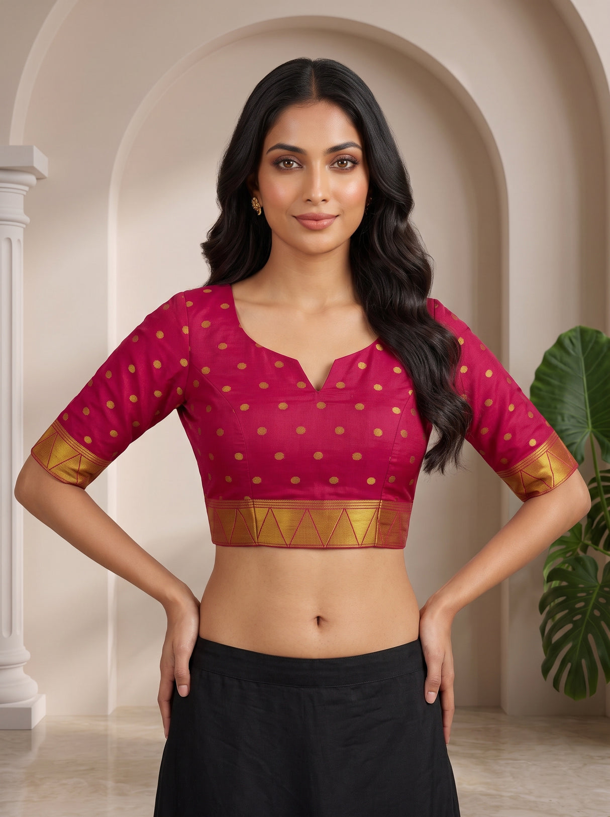 MIMOSA Chocolate Saree Saree — blouse close-up