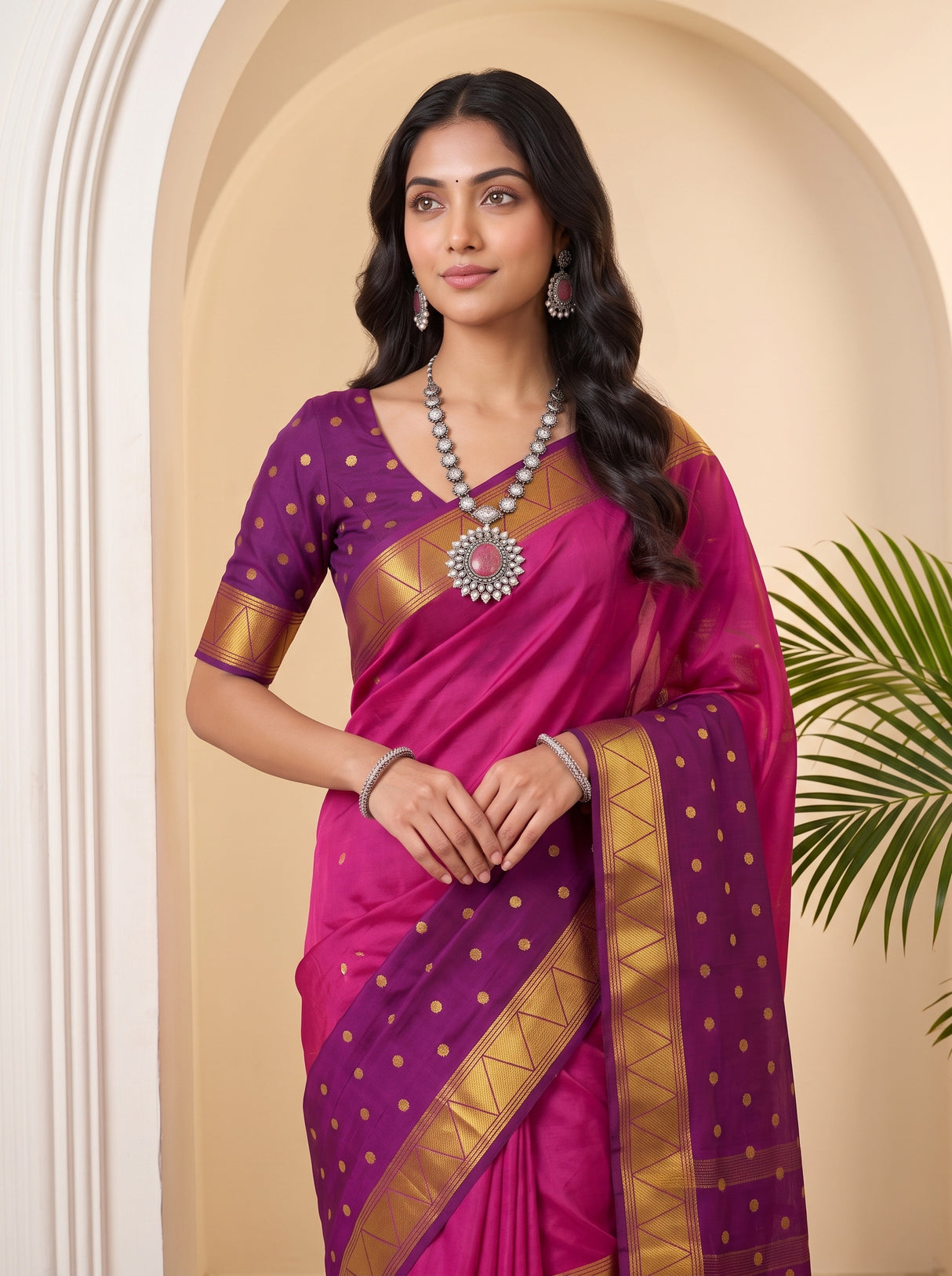 MIMOSA Magenta Saree Saree — pose 10 styling detail