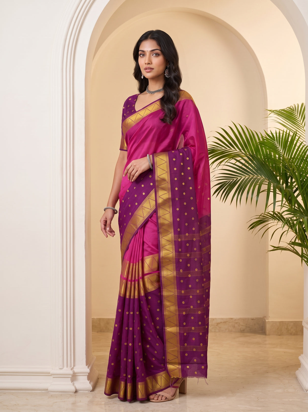 MIMOSA Magenta Saree Saree — pose 5 styling detail