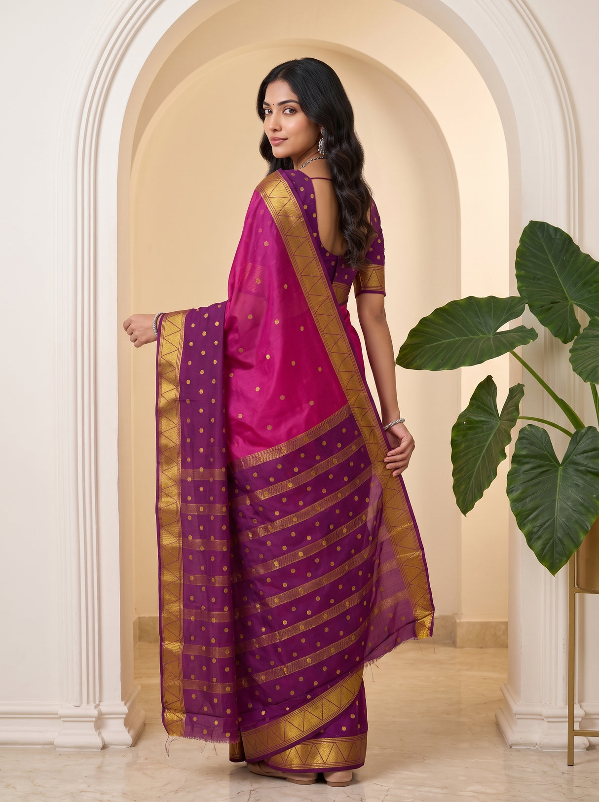 MIMOSA Magenta Saree Saree — pose 7 styling detail