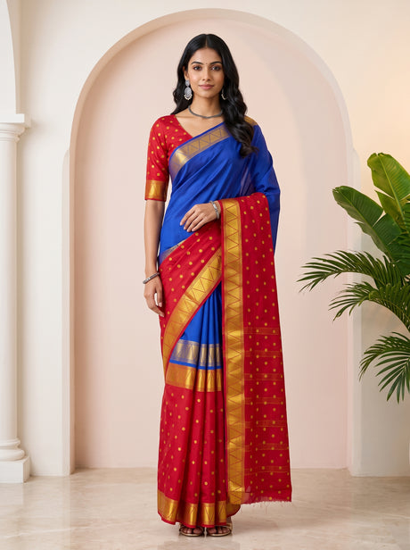 MIMOSA Royal Blue Saree Saree — front view on mannequin