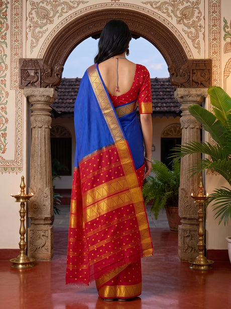 MIMOSA Royal Blue Saree Saree — pose 2 styling detail