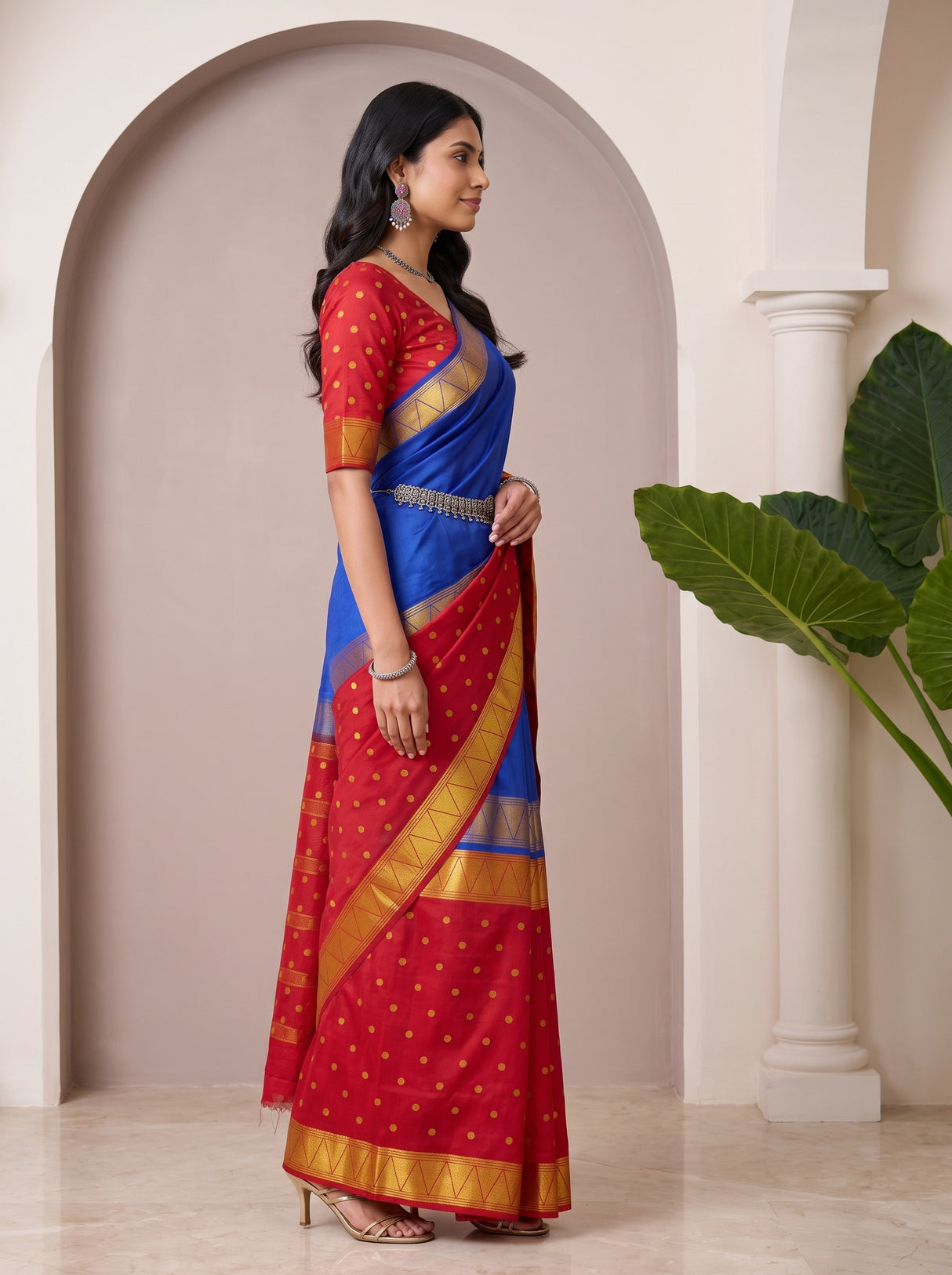MIMOSA Royal Blue Saree Saree — pose 3 styling detail